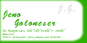 jeno goloncser business card